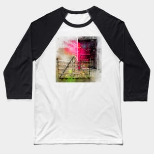 Irish Cottage Sash Window and Hazelwood Gate | Watercolor Baseball T-Shirt